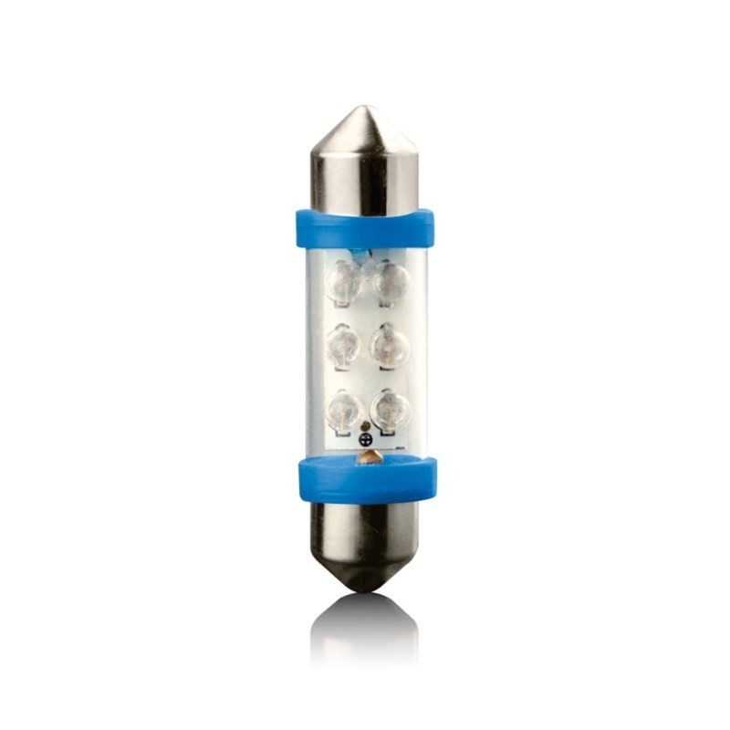 Żarówki LED VECTA SV8,5 12V 39mm, niebieskie, rurkowe, 6 diod, 2 szt.