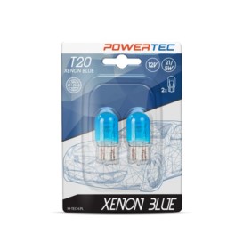 Żarówki Powertec Xenon Blue W21/5W T20 7443 12V 21/5W W3x16q - 2 szt - NOWOŚĆ.